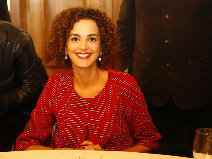 Leila Slimani smiles at the restaurant Chez Drouant after winning the 2016 Goncourt literary prize for her book Chanson Douce (Sweet Song) , in Paris, Thursday Nov. 3, 2016. The Goncourt is France's most prestigious literary prize. (ANSA/AP Photo/Francois Mori) [CopyrightNotice: Copyright 2016 The Associated Press. All rights reserved.]